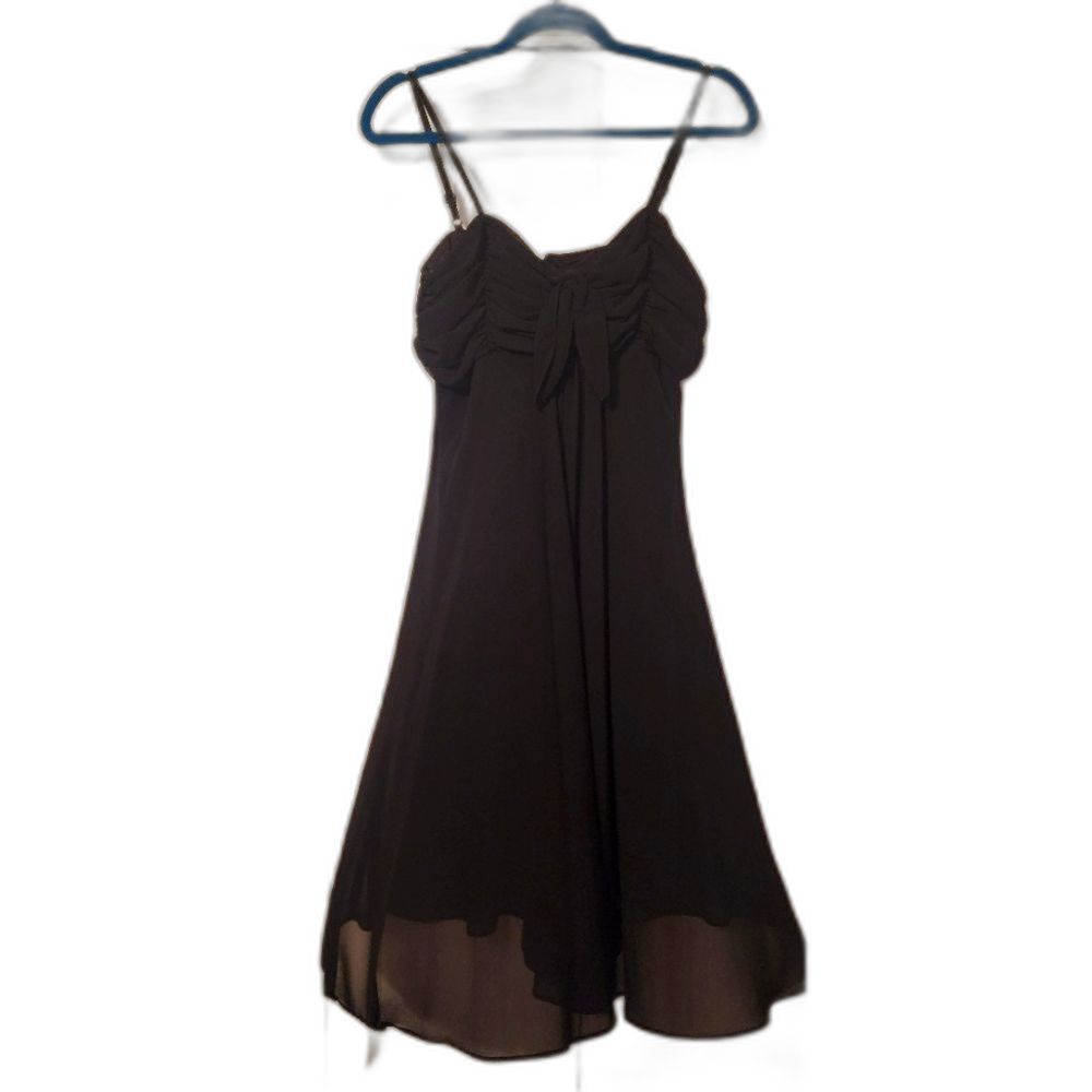 Eva Blue Black Cocktail Dress Size 8 — Elegant with Beaded Straps